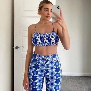 NWT ZARA Blue Floral Print Crop Top